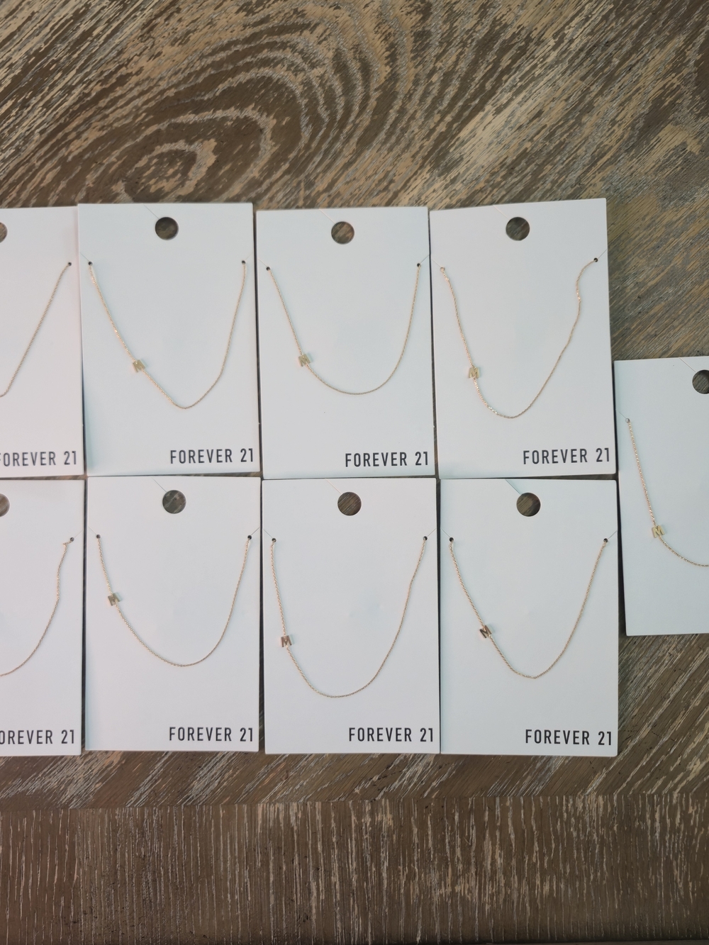 Lot of 9 Forever 21 Gold Tone M Initial Necklaces New